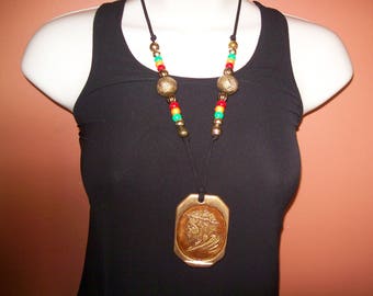 Unique pendant necklace, vintage pendant, estate jewelry, hippie, boho