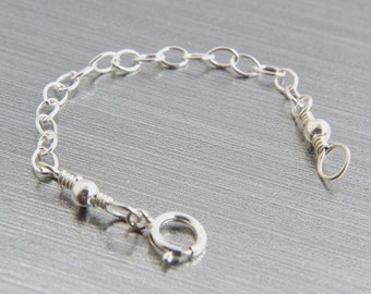 Sterling Silver Necklace Extender, Silver Extender, Smooth Cable Chain, Handmade, Custom Length