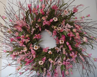 Summer wreath, summer door wreath, front door wreath, door wreath, summer decoration, outdoor wreath, floral wreath, housewarming gift