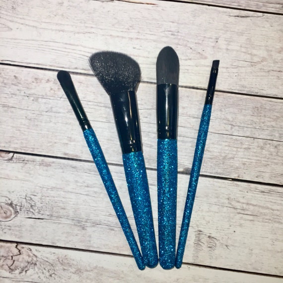 Bling makeup brush teal glitter makeup brushes sparkly