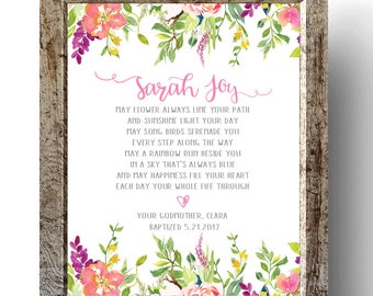 Baby Girls Baptism Gift Personalized Baptism Gift from Godparents Christening Gift for Goddaughter for Goddaughter New Baby Nursery Print