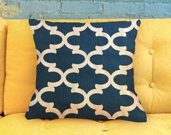 Modern Lattice - Trellis OCEAN BLUE Pillow Cover 18"