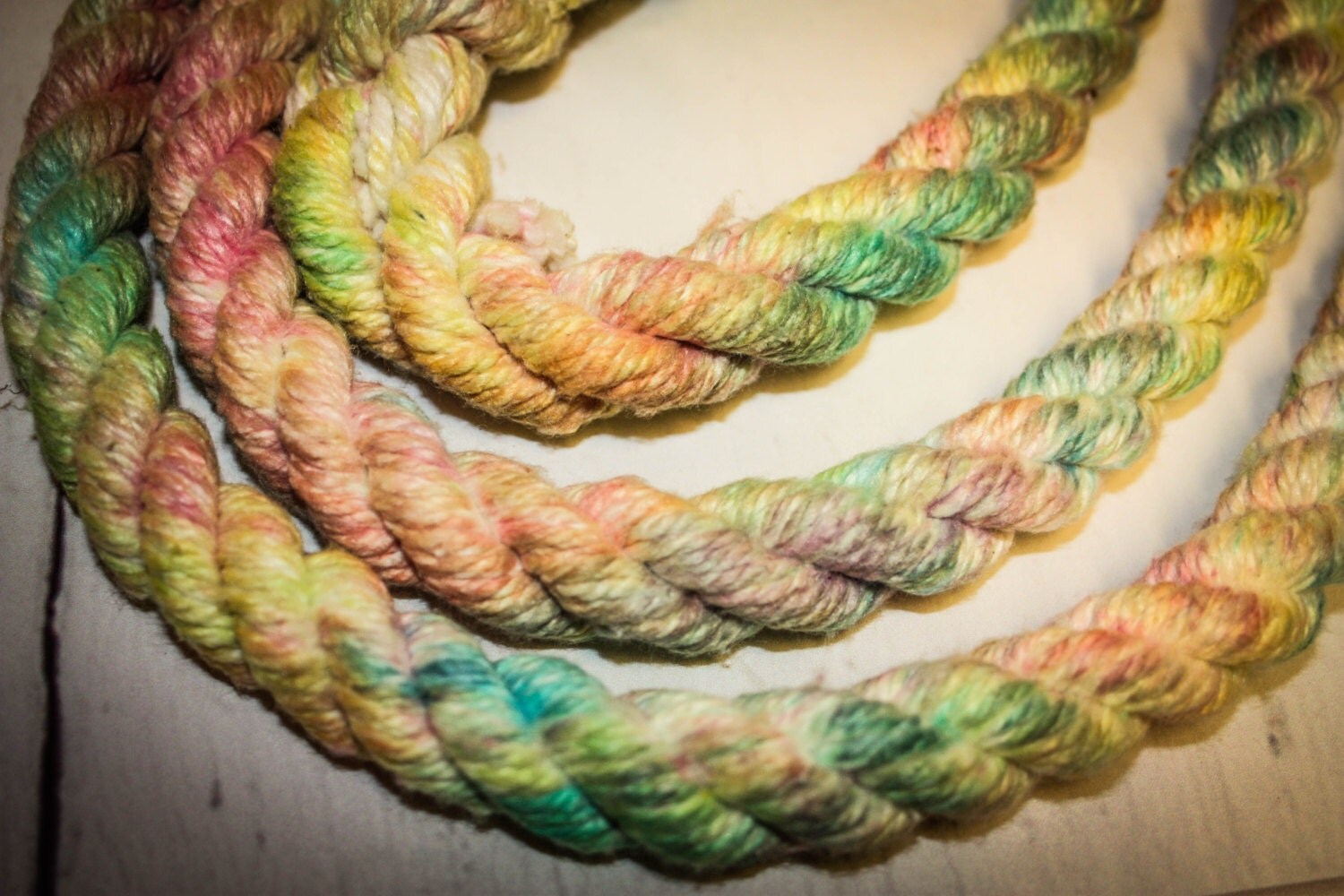 cotton lead rope 1 thick tie dyed and hand twisted