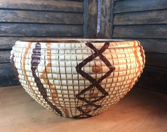 Large Vintage Italian Bellini Basketweave Pottery Bowl