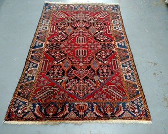 Persian Rug - 1950s Hand-Knotted Vintage Hamadan Area Rug (2829)