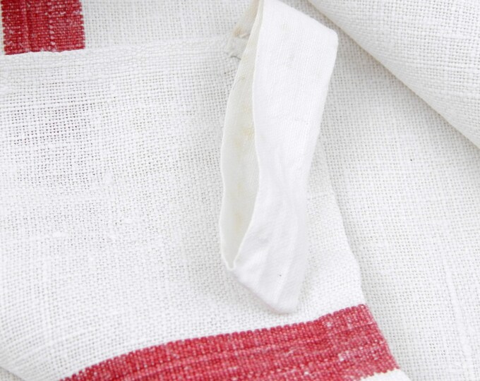 Set 2 Large Antique French Cotton Tea Towels with Woven Red Stripes Hanging Loop, French Country, Kitchen Decor, Provencal, French Decor Set 2 Large Antique French Cotton Tea Towels with Woven Red Stripes Hanging Loop, French Country, Kitchen Decor, Provencal, French Decor