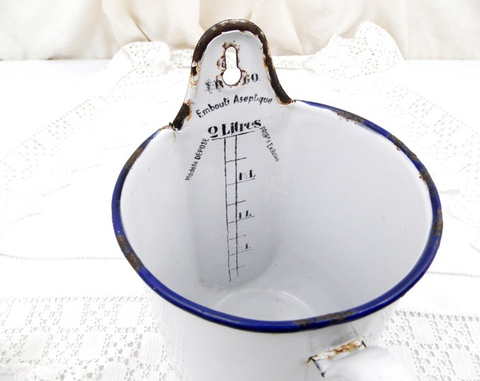 Antique French White Enamelware 2 Liter Water Dispenser / Syphon, Fountain, French Country Decor, Kitchen, Shabby, Cottage, Chic, Enamel Antique French White Enamelware 2 Liter Water Dispenser / Syphon, Fountain, French Country Decor, Kitchen, Shabby, Cottage, Chic, Enamel