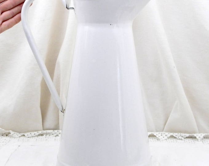 Large Antique French Chippy White Enamelware Water Pitcher, Shabby Chic, French Country Decor, Retro Home Interior, Jug, Vase, Chateau Chic Large Antique French Chippy White Enamelware Water Pitcher, Shabby Chic, French Country Decor, Retro Home Interior, Jug, Vase, Chateau Chic