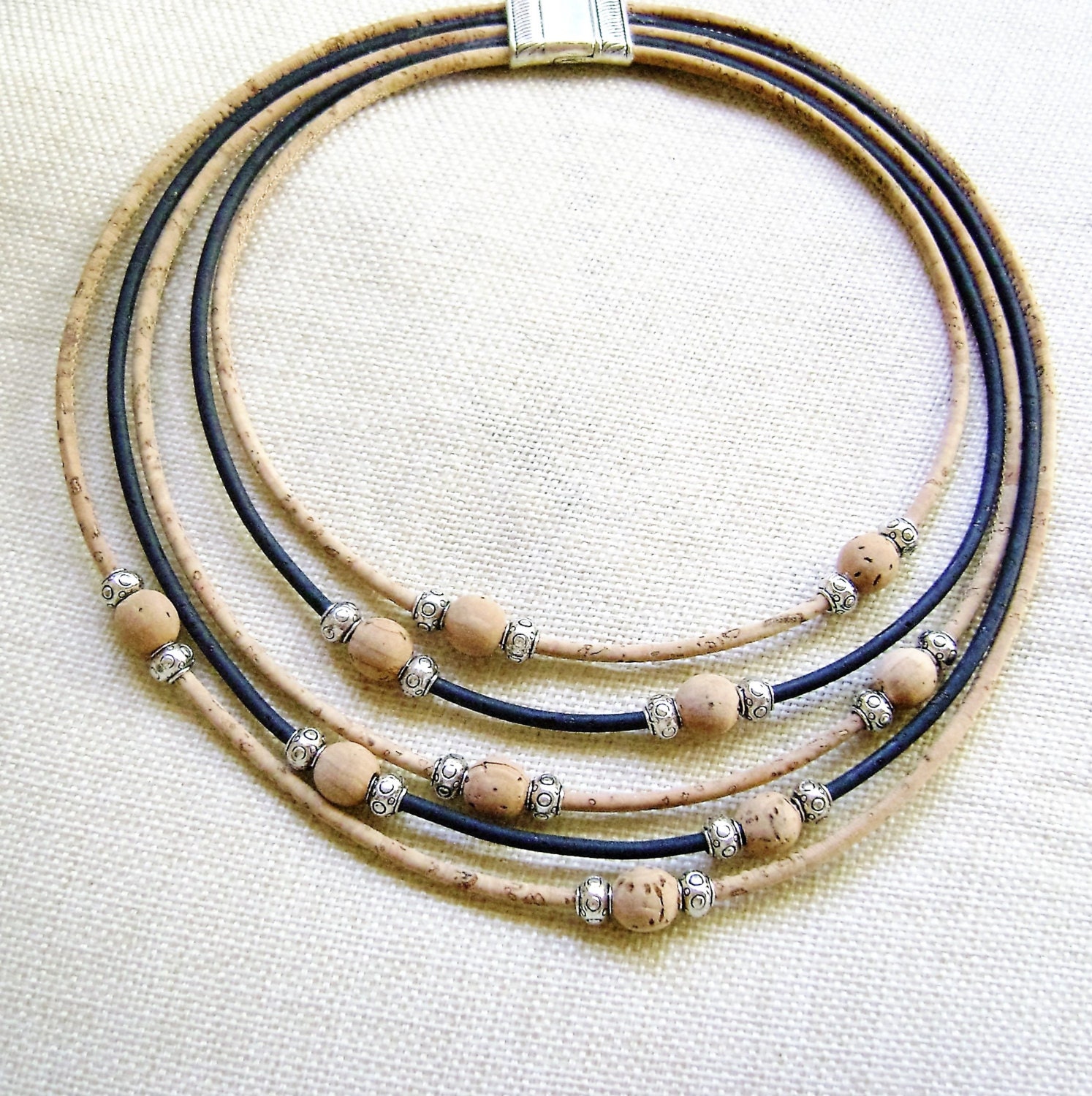 Portuguese Multi Strand Necklace Cork Necklace Portugal