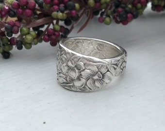 Sterling Silver Plate Spoon Ring, Pattern: Narcissus circa 1935