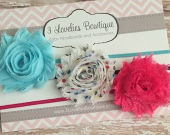 Baby Headband, Set of 3 Shabby Chic Headbands, Newborn Headband, Children's Headband, Adult Headband, Baby Girl Headband, Infant Headband