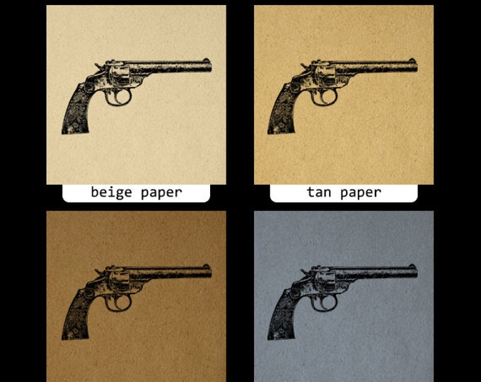 Digital Image Classic Revolver Printable Gun Illustration Graphic Download Vintage Clip Art Jpg Png Eps HQ 300dpi No.1513