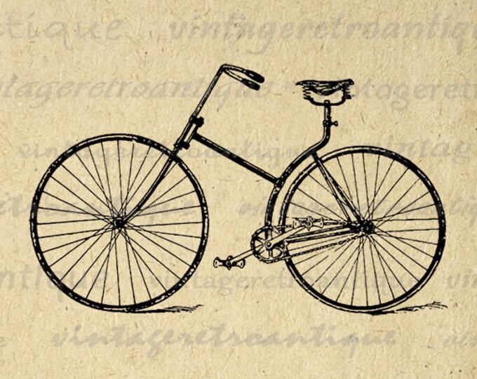 Printable Digital Antique Bicycle Graphic Bike Download Illustration Image Vintage Clip Art Jpg Png Eps HQ 300dpi No.3052