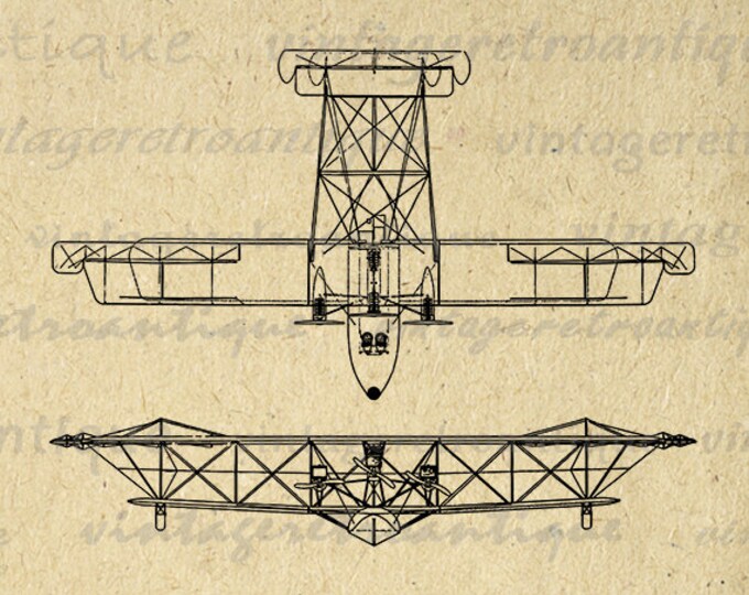 NC-4 Flying Boat Airplane Digital Image Download Printable Graphic Vintage Clip Art Jpg Png Eps HQ No.1701