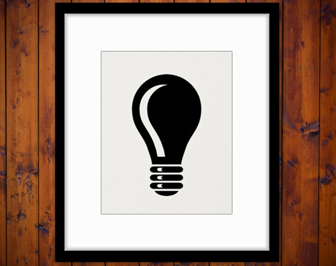 Light Bulb Graphic Digital Printable Idea Light Bulb Image Download Vintage Clip Art for Transfers Making Prints etc HQ 300dpi No.4357