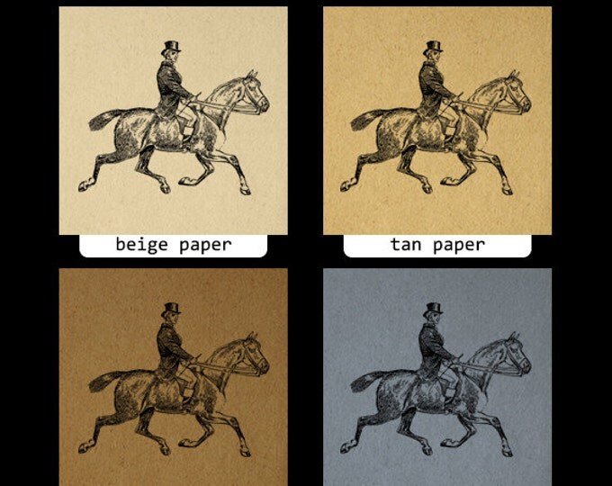 Digital Antique Horseback Rider Graphic Download Horse Riding Printable Image Vintage Clip Art Jpg Png Eps HQ 300dpi No.4121