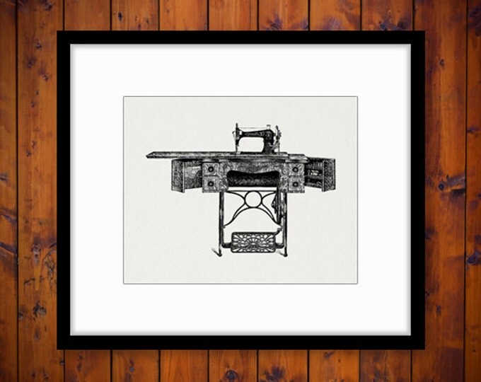 Antique Sewing Machine Graphic Printable Digital Illustration Image Download Vintage Clip Art for Transfers etc HQ 300dpi No.1118