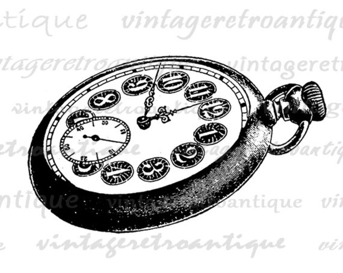 Printable Image Old Fashioned Pocket Watch Digital Pocketwatch Graphic Download Antique Clip Art Jpg Png Eps HQ 300dpi No.1558