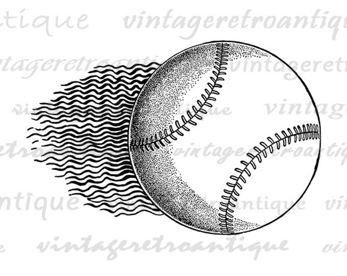 Baseball Clip Art Printable Digital Image Baseball Illustration Graphic Sports Baseball Download Vintage Clip Art HQ 300dpi No.4649