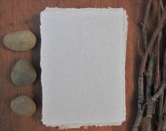 Handmade Paper sheets, Grey Recycled paper, Decorative paper, Eco friendly craft paper, 16 Natural notecards, 3" x 4" (7.5 x 10.5)