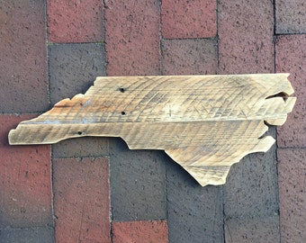 Reclaimed Wood, North Carolina State Outline - Rustic Home Decor, NC Cutout, State Cutout