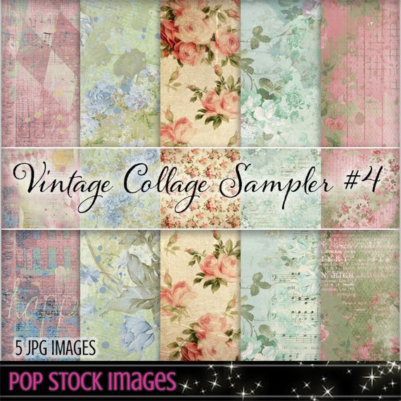 Vintage Floral and Ephemera Backgrounds Printable Papers