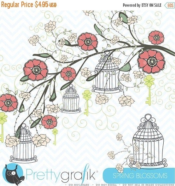80% OFF SALE Spring flowers clipart commercial use, vector graphics, digital clip art, digital images - CL320 Il_570xn