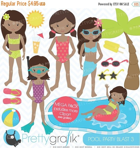 80% OFF SALE pool party clipart commercial use, vector graphics, digital clip art, digital images - CL454 Il_570xn