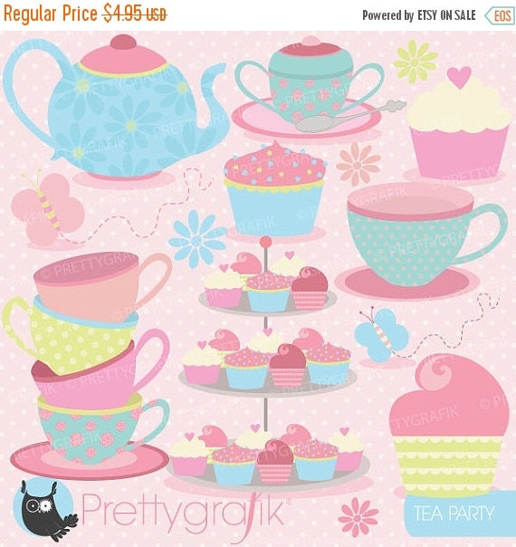 80% OFF SALE tea party clipart commercial use, vector graphics, digital clip art, digital images - CL512 Il_570xn