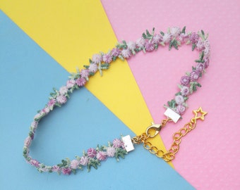 Choker Necklace, Boho Pastel Goth Flower Choker Necklace, Layering Jewelry Lace Chokers, Tumblr, Trendy, Kawaii Choker