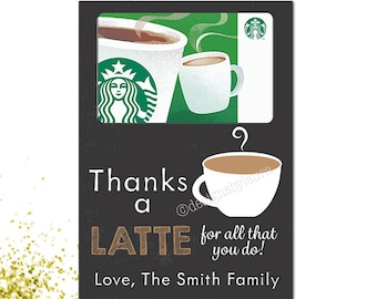 Thanks A Latte For All That You Do-Teacher Appreciation Gift Card Holder-Babysitter, Daycare, Grandparent Gift-Gift Card Holder