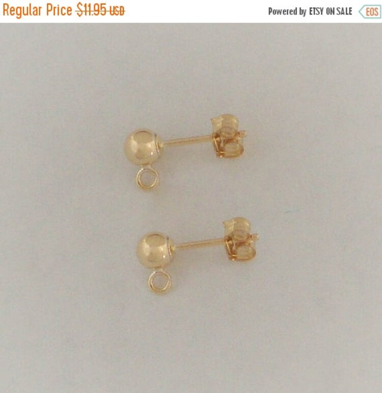 6 Gold Filled 4mm Ball Post Earring Findings by JewelryArtSupply