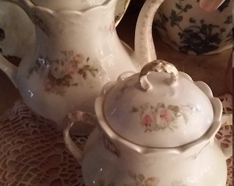 Antique Limoges Tea Pot And Sugar Bowl