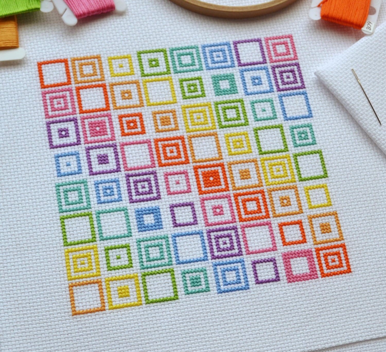 PDF Cross Stitch Pattern for Geometric Squares Repeating