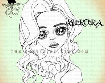 Digital stamp- Aurora 'be my Valentine'- 300 dpi 2 JPEG/PNG files - MAC0356