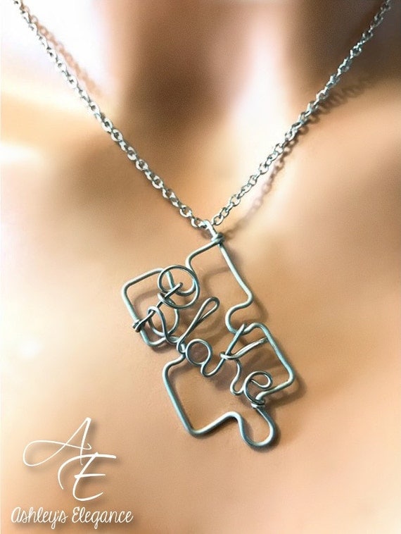 Personalized Stainless Steel Puzzle Piece NecklaceAutism