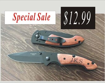 Personalized , Engraved Pocket Knife ,Custom Hunting Knife Wood Handle for Men-Groomsmen, Groomsman gift SE26