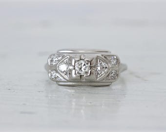 Art Deco Engagement Ring | Antique Diamond Ring | Platinum Engagement Ring | Simple Diamond Wedding Ring | 1930s Engagement Ring | Size 5