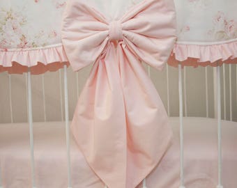 Light Pink Baby Pink Crib / Cot Bows, Nursery Bows, Curtain Tie Back, Nursery Wall Decor