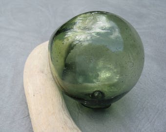 4" Glass Fishing Float, Collectable, Antique, Nautical Decor, Beach Decor, Beach Cottage Decor, Sea Glass, Home and Garden