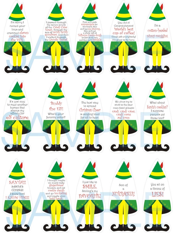 Christmas Elf Sayings Toppers Or Tags
