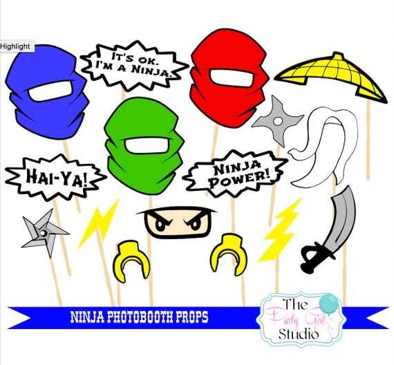 16 pc Ninja Photobooth Props/ Ninjago Props/ by ThePartyGirlStudio
