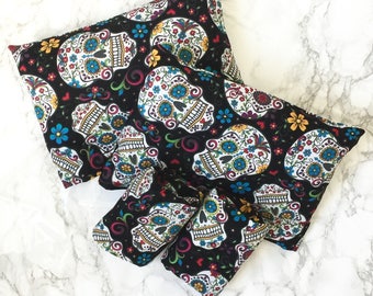 Sugar Skull Crutch Pad Cover Complete Set for Armrest and Handles