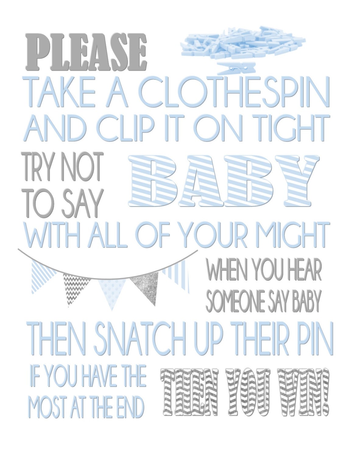 Clothespin Game / Baby Shower Game / Don't Say Baby by Erially