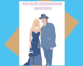 JT & Britney wedding card - Denim love - funny wedding card