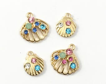 4 shell gold tone charms 25mm/ 28mm #CH 247