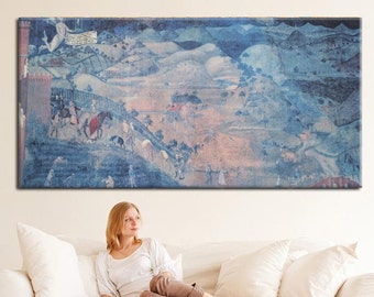 PUYYDS Dame et la Licorne Tapisserie médiévale Tapisserie tenture Murale imprimé décor à la Maison tapisseries Fond Chambre Couvrant pour lit Olive Brown 150x100 cm