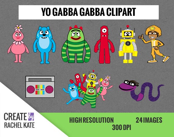 Yo Gabba Gabba Clipart Set for Digital Scrapbook Paper Pack