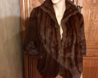 The Fashion Beaumont Vintage 50s Mink Fur Stole Wrap Capelet Waldorf Cottage Chic Party Wedding Shrug