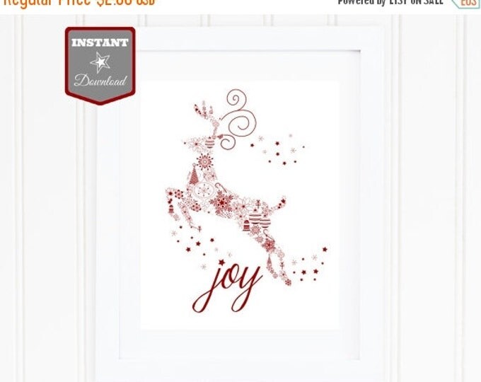 SALE Sale INSTANT DOWNLOAD Printable Christmas Reindeer Joy Wall Art / 5x7, 8x10 and 11x14 / Christmas Shop